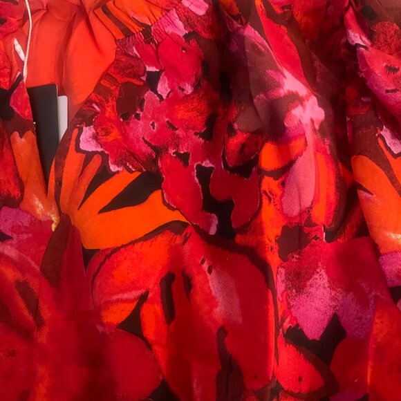 PrettyGarden Red Floral Tiered Maxi Dress Size L NWT Pockets - Picture 11 of 12